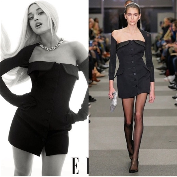 NWT Alexander Wang asymmetric black draped bodysuit sz M - Picture 3 of 8